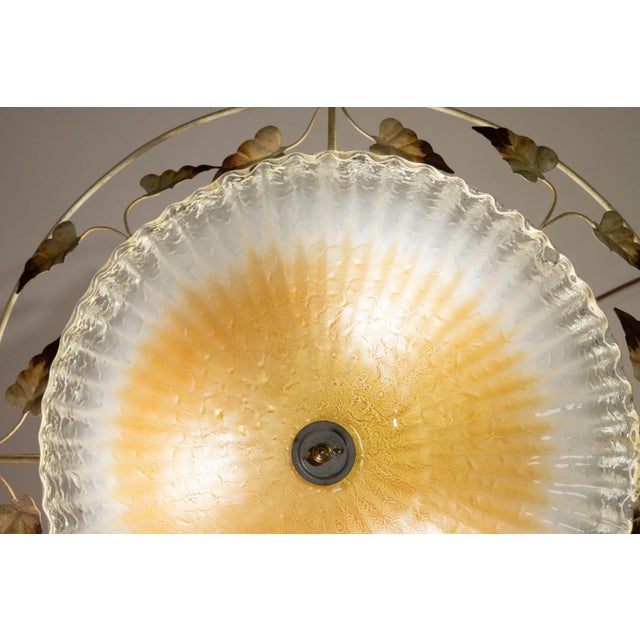 1970s Murano Style Gold and Transparent Ceiling Light With Iron Structure, 1970 For Sale - Image 5 of 11