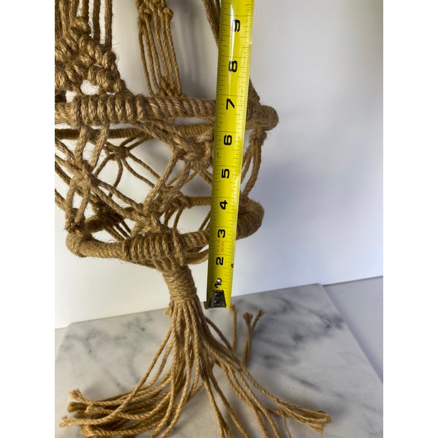 Late 20th Century Vintage Boho Macramé Plant Hanger in Natural Fiber — Large Hanging Planter, 1970s For Sale - Image 5 of 8