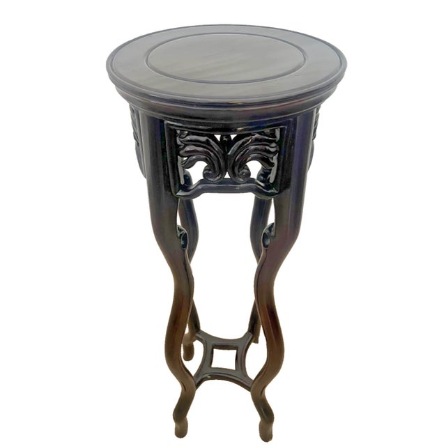 Gorgeous Vintage Chinese Mahogany Plant Stand Pedestal Prunus Root Carved Tall Jardinière Table, 32" Tall x 11" wide 11"...