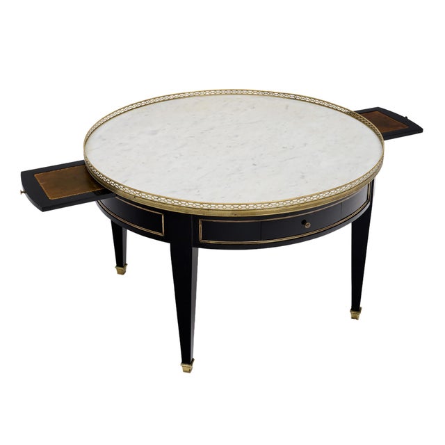 1910s French Louis XVI Style Bouillotte Coffee Table With Carrara Marble For Sale - Image 5 of 9