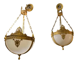 A Circa 1920’s Opaline Glass Light Fixture