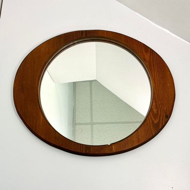 Mid-Century Boho Chic Folk Art Biomorphic Oval Pine Wall Mirror For Sale - Image 13 of 15