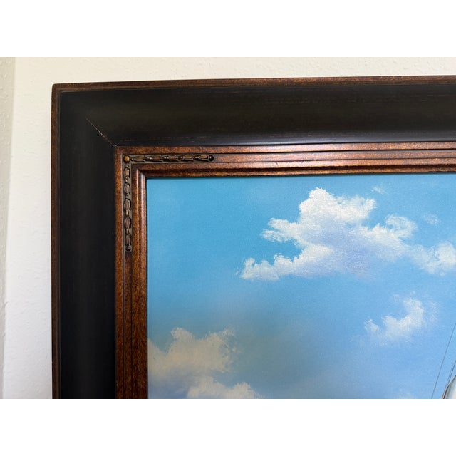 Large Original Marine Oil Painting Tall Ship on Open Sea Nautical Seascape For Sale - Image 4 of 10