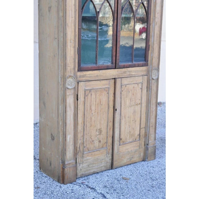 Antique Italian Renaissance 109" Tall Carved Wood Gothic Cupboard Hutch Cabinet For Sale - Image 10 of 12