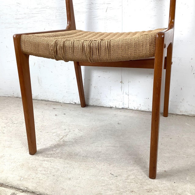 Wood Vintage Danish Modern Teak Chair — Paper Cord Seat, Møller Style, Sculpted Back Splat, 1960s For Sale - Image 7 of 12