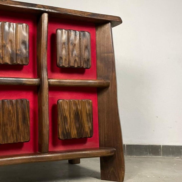 Wood Mid-Century Scandinavian Style Brutalist Backlit Bar Cabinet in Wood, 1970s For Sale - Image 7 of 8