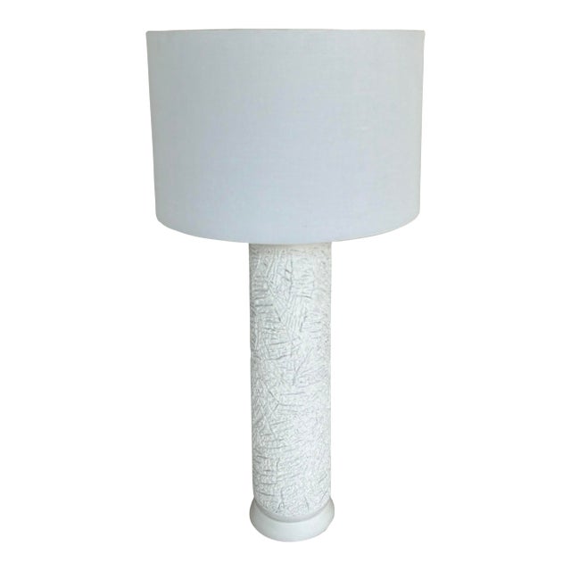 Made Goods Modern Textured Plaster Column Brantley Table Lamp For Sale