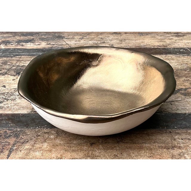 Vintage Slab Built Bronzed Studio Pottery Bowl For Sale - Image 10 of 11