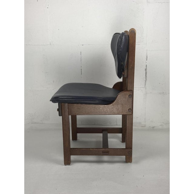 SBrutalist Oak and Leather Dining Chairs, 1960s, Set of 4 For Sale - Image 12 of 18