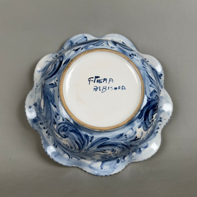 Blue Albisola Majolica Centerpiece Bowl by F. Piera For Sale - Image 8 of 11