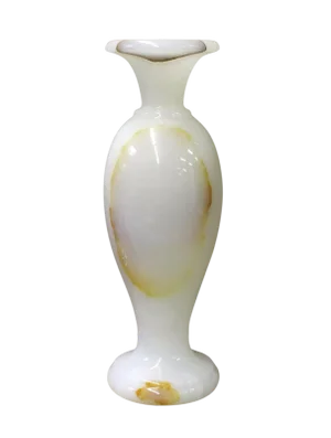 White Stone Carved Round Small Display Vase cs2633