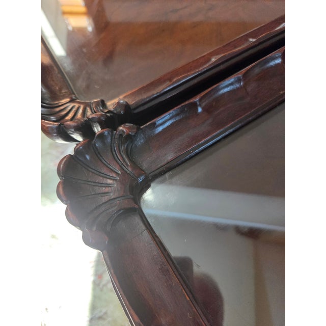 Mid 20th Century Mid 20th Century Chippendale Carved Mahogany Glass Top Coffee Table For Sale - Image 5 of 16