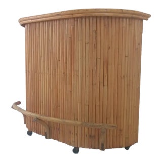 1950s Mid Century Rattan Bamboo Bar For Sale
