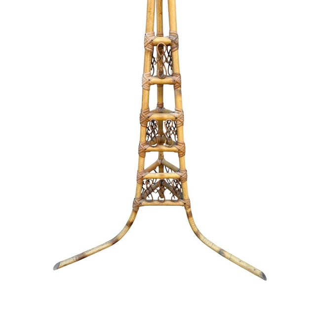 Rattan Floor Lamp in the style of Louis Sognot, France, 1950s For Sale - Image 4 of 15