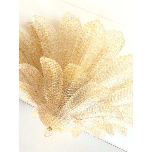 Venetian Amber Leaves Graniglia Murano Glass Flush Mount by Simoeng for Simoeng For Sale - Image 6 of 8