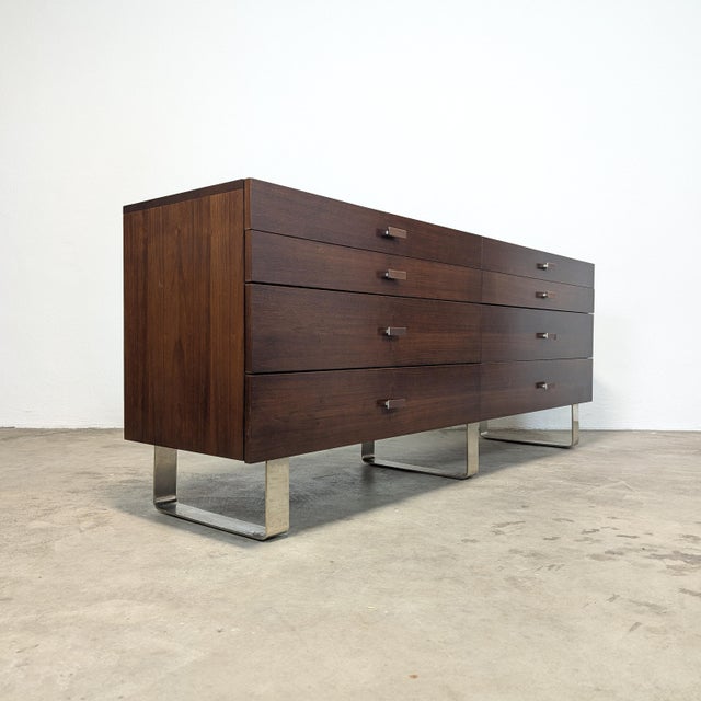 Mid-Century Modern Mid Century Style Lowboy Dresser With Chrome Legs For Sale - Image 3 of 12