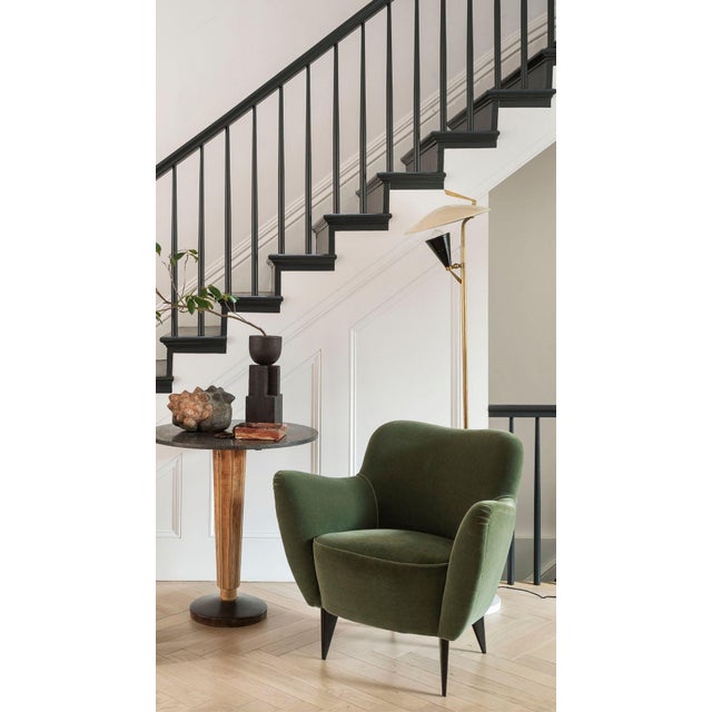 The most refined armchair Attributed to Giulia Veronesi Perla Armchair for I.S.A. Bergamo, Italy 1950. Reupholstered in a...