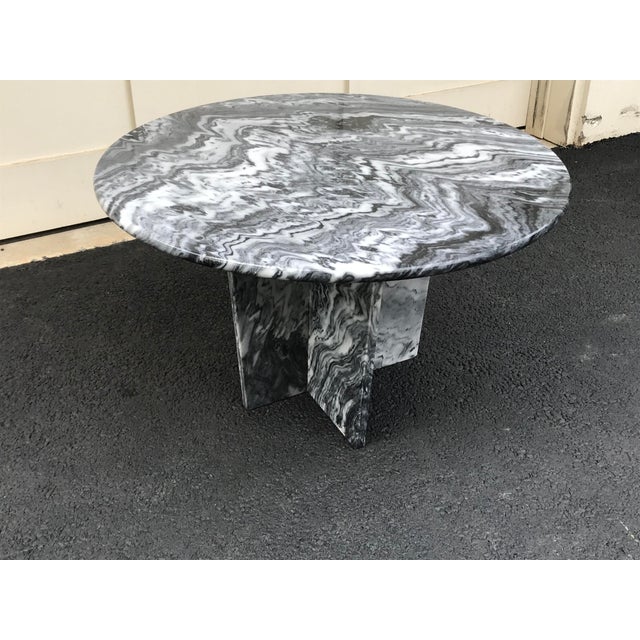 1970s Vintage Offset Interlocking X-Base Marble Coffee Table For Sale - Image 5 of 13