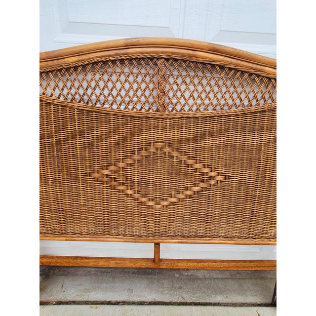Mid 20th Century Natural Wicker Queen Henry Link Headboard Chairish