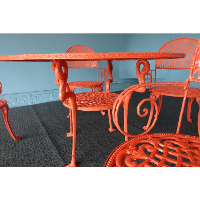 Metal Vintage 1950s Swan-Themed Wrought Iron Patio Set – American Foundry, Attributed For Sale - Image 7 of 12