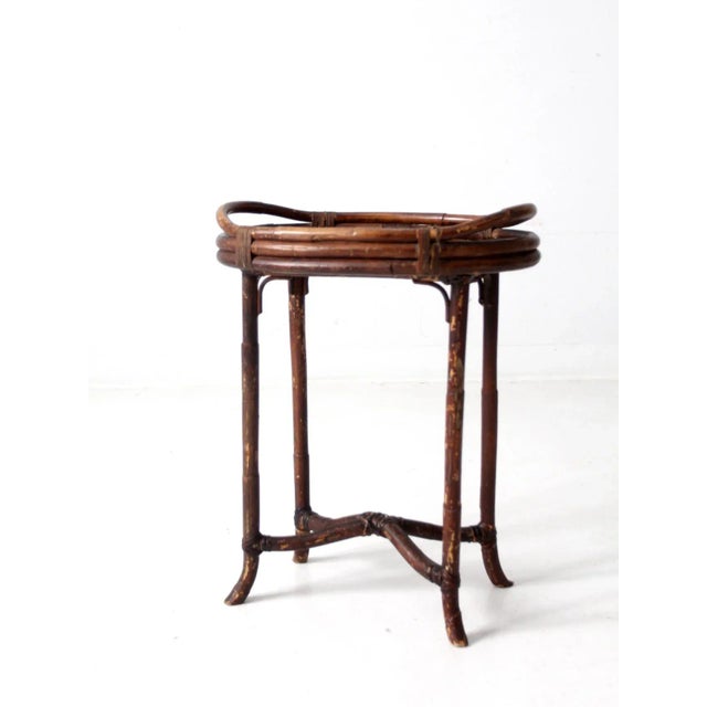 Antique Rattan Tray Table For Sale - Image 4 of 12