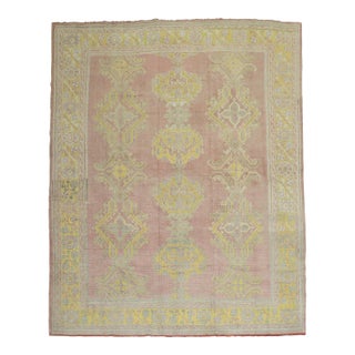 Rose Bright Yellow Antique Zabihi Collection Turkish Oushak Carpet - 8'2" x 10'4" For Sale