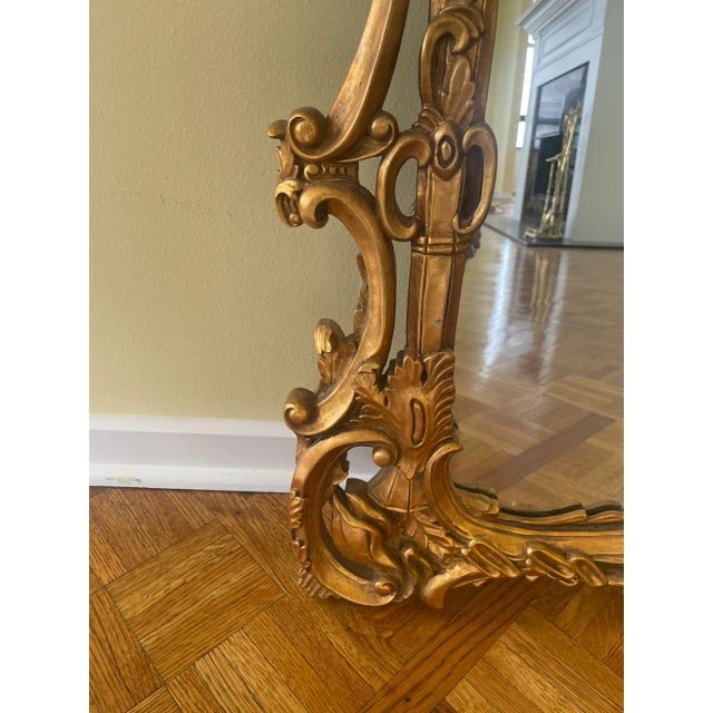 Mid 20th Century Italian Rococo Style Carved Giltwood Filigree Wall Mirror For Sale In Chicago - Image 6 of 9