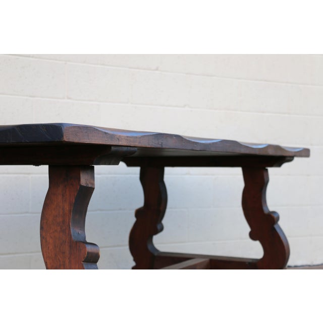 Antique Spanish Revival Solid Wood Trestle Dining Table, Mid 20th Century For Sale - Image 11 of 18