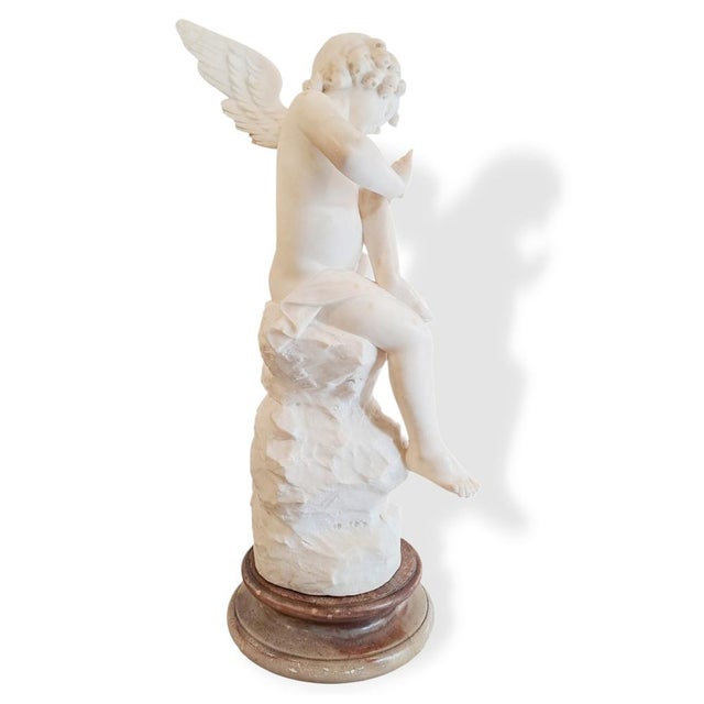 White Giuseppe Gambogi, Putto with Butterfly, 1890s, Alabaster For Sale - Image 8 of 10