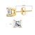 Early 21st Century IGI Certified 14k Yellow Gold 1/3 cttw 4-Prong Set Princess-Cut Solitaire Diamond Push Back Stud Earrings, A Pair (N-O Color, SI1-SI2 Clarity) For Sale - Image 5 of 7