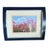 1970s MCM 3D Foil Art Deco Diorama Scene Mt Fuji Pink Cosmos Flower Concave Blue Frame For Sale - Image 17 of 17