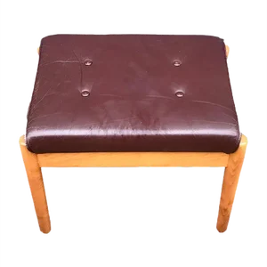 Vintage Scandinavian Beech & Leather Ottoman from Farstrup Møbler, 1970s
