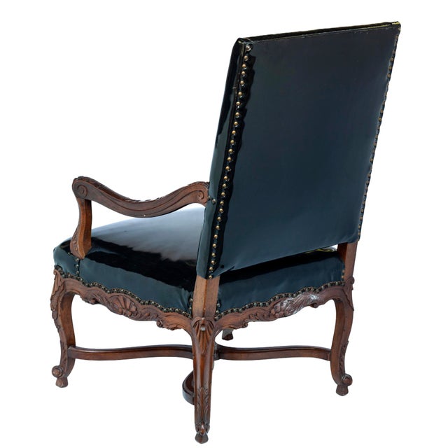 Early 20th Century Vintage French Black Patent Leather Chair For Sale - Image 5 of 7