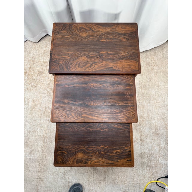 Wood 1960s Danish Modern Rosewood Nesting Tables by Poul Jeppesen – Set of 3 For Sale - Image 7 of 12