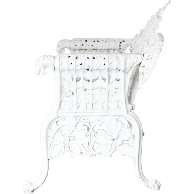 Cast Iron Garden Bench White Outdoor Patio Coalbrookdale Style For Sale In Washington DC - Image 6 of 12
