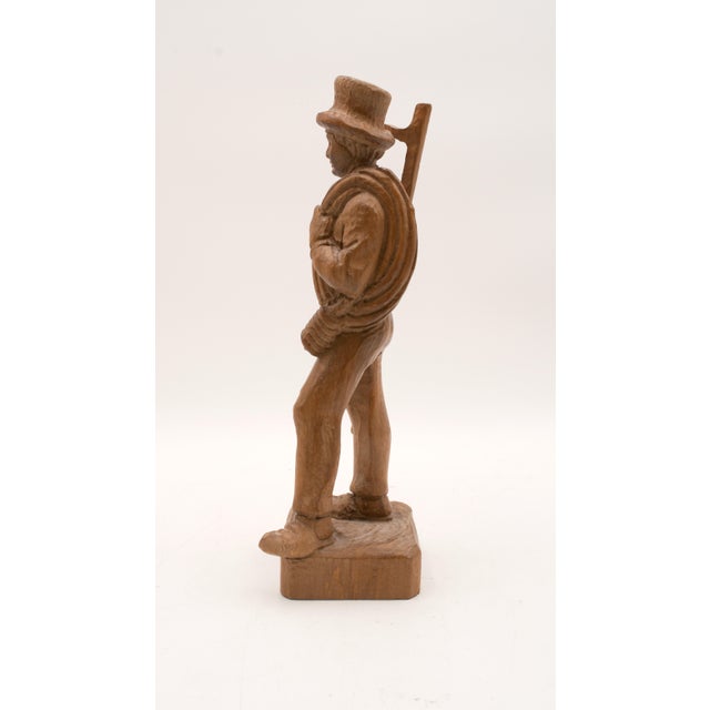 1980s Vintage German Hand Carved Man W. Ladder Figure For Sale - Image 5 of 12
