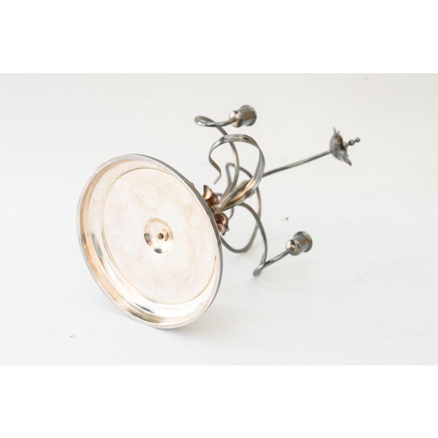 Jugendstil Silvered Brass Candleholder for 3 Candles, Vienna, Austria, 1908 For Sale - Image 14 of 15