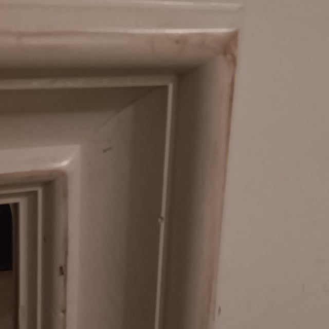 Vintage Antique White Solid Wood Framed Mirror With Natural Knotting Grain. For Sale - Image 11 of 14