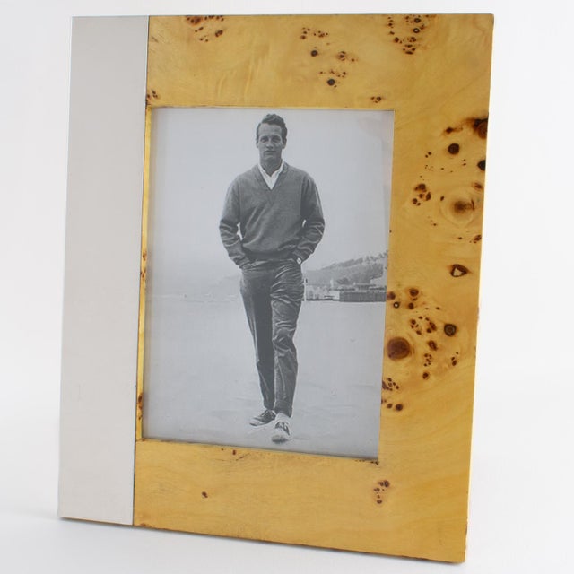 Mid-Century Modern Milo Baughman Modernist Burl Wood and Metal Picture Frame, circa 1960 For Sale - Image 3 of 12