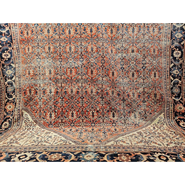 Antique Persian Mahal Sultanabad Rug, Hand-Knotted Wool, Geometric Pattern, 10x13, Brick Red & Ivory For Sale - Image 11 of 16