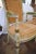 Burlap upholstered Louis XVI armchairs. Frame: Hand-carved wood. Painted Provencal green. Upholstery: Interior burlap....