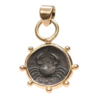 Roman Head of Heracles & Crab with 18K For Sale