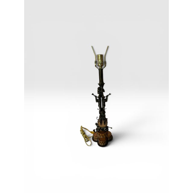 Vintage Maitlandoi-Smith Monkey Band Table Lamp With Original Monkey Finial For Sale In West Palm - Image 6 of 12