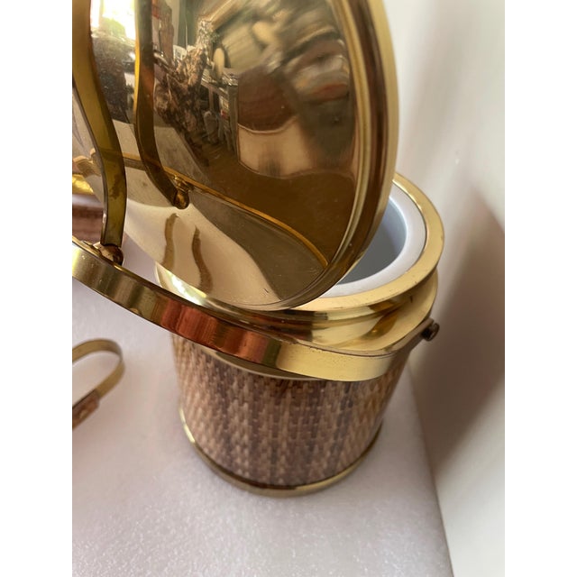 Gold Cane and Acrylic Glass Table Set, 1960s, Set of 5 For Sale - Image 8 of 14