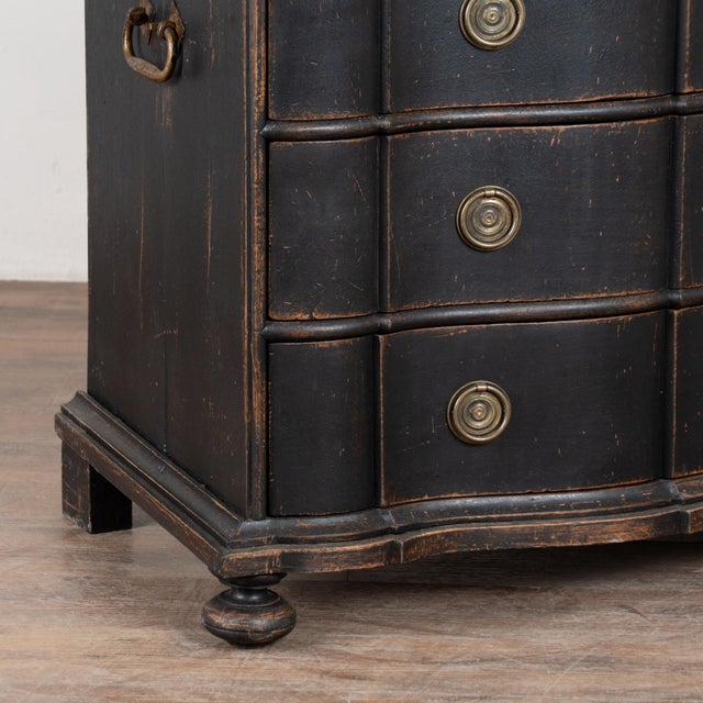 18th Century Rococo Black Large Chest of Four Drawers From Denmark For Sale - Image 12 of 18