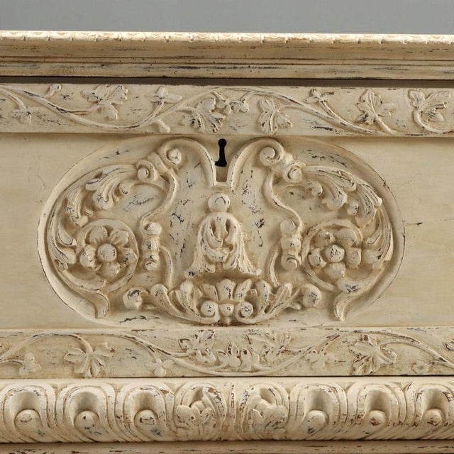 Cream Neorenaissance Style Carved and Painted Chest For Sale - Image 8 of 15