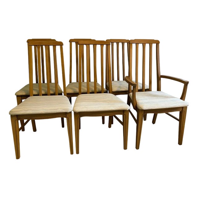 6 X Mid-Century Modern 60’s Walnut Dining Chairs by Lenoir For Sale