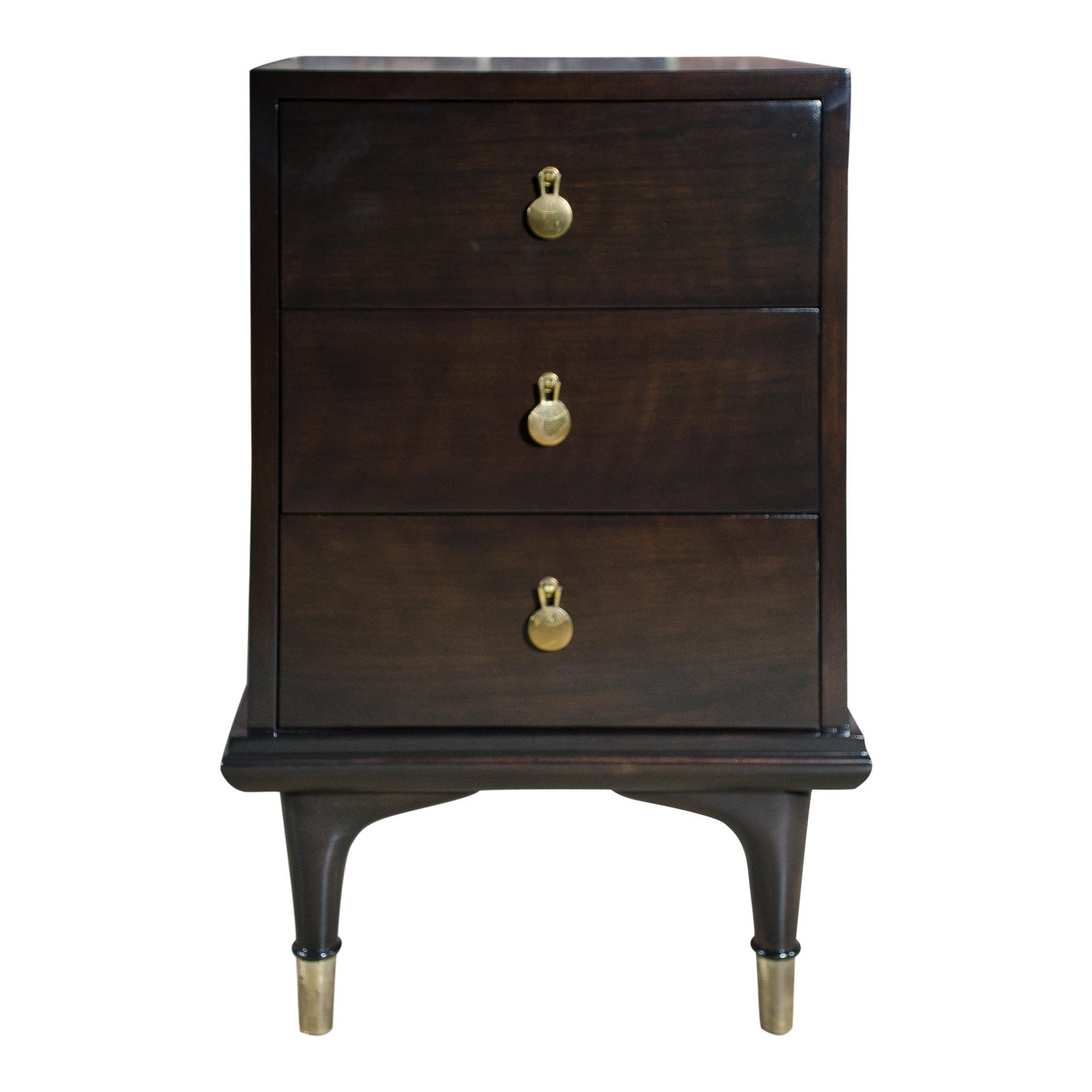 Espresso Stained 3 Drawer Nightstand By Renzo Rutili For Johnson Furniture Company Chairish