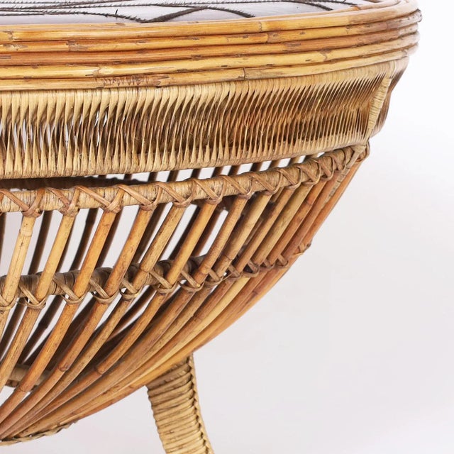 Drum Form Rattan and Leather Coffee Table For Sale - Image 9 of 10