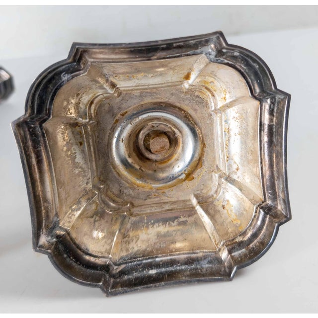 20th Century Pair of Danish Silverplate Candlesticks in Georgian Style by Hans Jensen For Sale - Image 16 of 17
